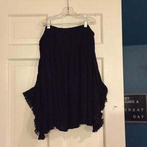 Off-the-shoulder black flowy shirt